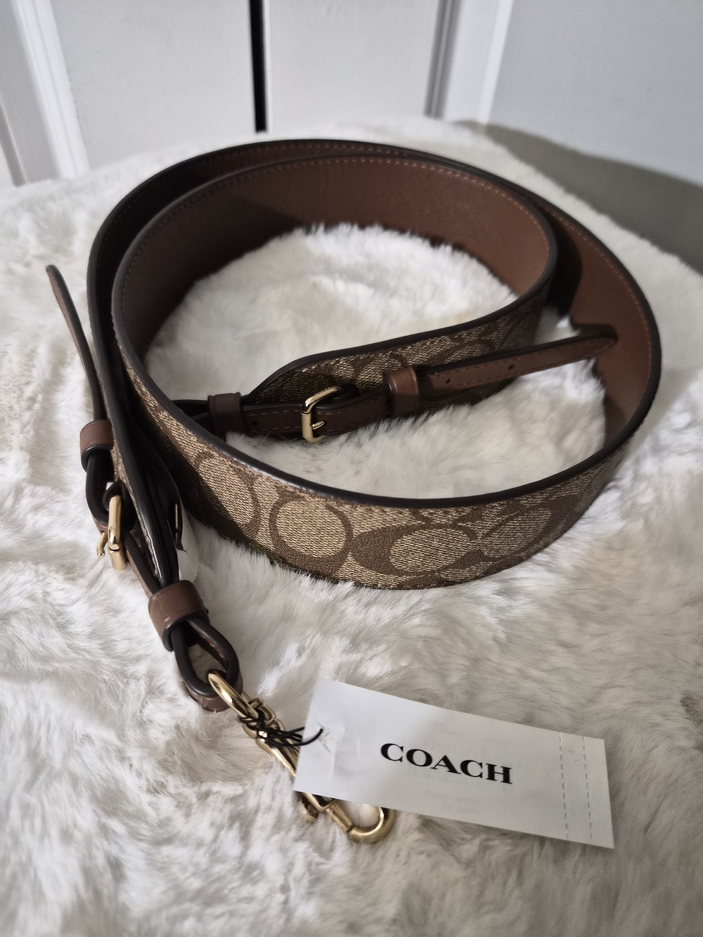COACH Brown Signature Canvas Bag Strap